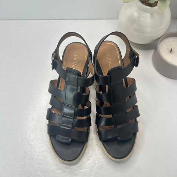 Vionic Jaylah Leather Wedge Platform Sandals Black Women's 10M Tried on - Picture 5 of 10